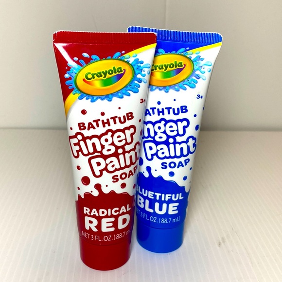 CRAYOLA BATHTUB FINGER PAINT SOAP, Radical Red & Beautiful Blue - Picture 1 of 3